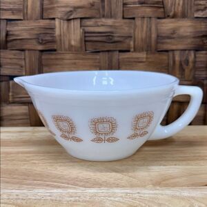 Vintage Federal Glass Brown Sunflower Batter Bowl